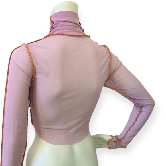 Princess Contrast Hight Collar Crop Top - Picture 5 of 6